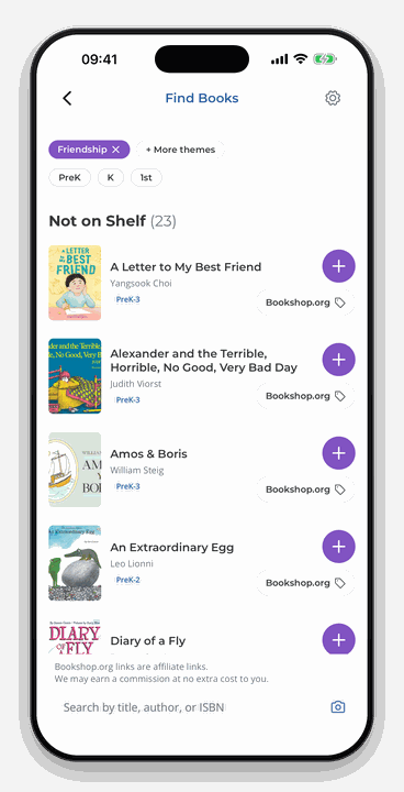 Finding books filtered by the Friendship theme.